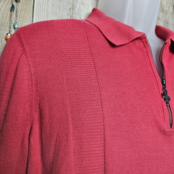 Father Sons Half-Zip Red Sweater Collared Pullover Long Sleeve Knit Size Medium - Picture 5 of 12